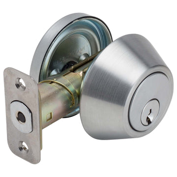 Image Of Commercial Deadbolt Single Cylinder -  UL Fire Rated -  ANSI 2 -  Atlas Collection - Satin Chrome Finish - Harney Hardware