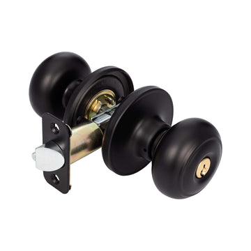 Image Of Door Knob Set Keyed / Entry Function Callista Collection - Matte Black Finish - Harney Hardware