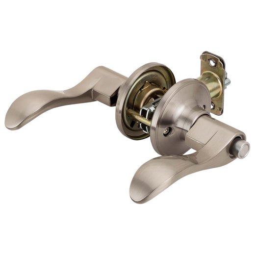 Image Of Door Lever Set Keyed / Entry Function Dakota Collection - Satin Nickel Finish - Harney Hardware