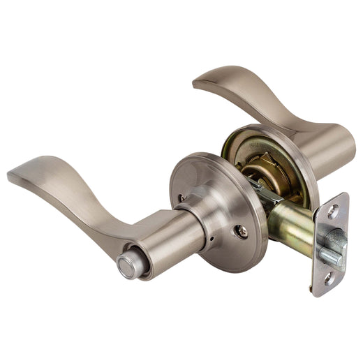 Image Of Door Lever Set Keyed / Entry Function Dakota Collection - Satin Nickel Finish - Harney Hardware
