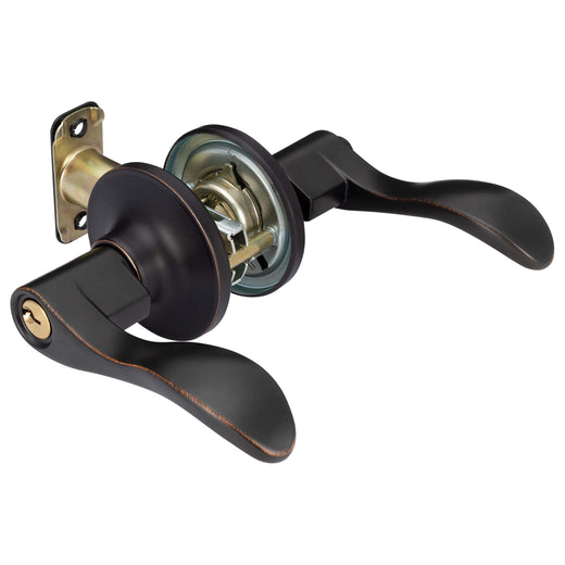 Image Of Door Lever Set Keyed / Entry Function Dakota Collection - Venetian Bronze Finish - Harney Hardware