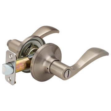 Image Of Door Lever Set Bed / Bath / Privacy Function Dakota Collection - Satin Nickel Finish - Harney Hardware