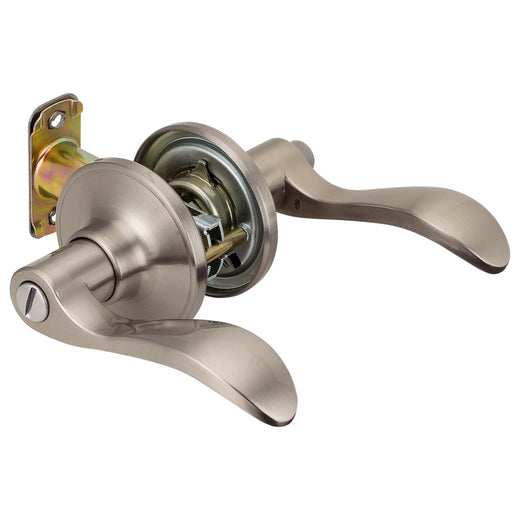 Image Of Door Lever Set Bed / Bath / Privacy Function Dakota Collection - Satin Nickel Finish - Harney Hardware
