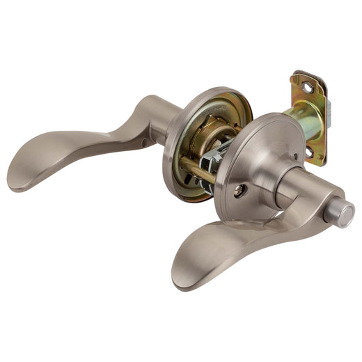 Image Of Door Lever Set Bed / Bath / Privacy Function Dakota Collection - Satin Nickel Finish - Harney Hardware