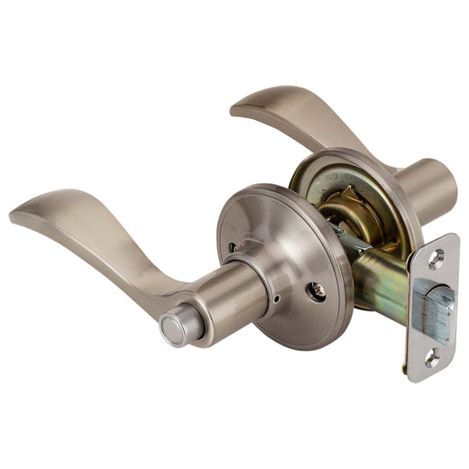 Image Of Door Lever Set Bed / Bath / Privacy Function Dakota Collection - Satin Nickel Finish - Harney Hardware