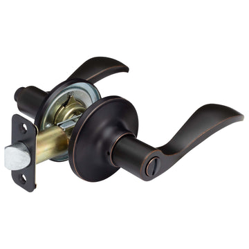 Image Of Door Lever Set Bed / Bath / Privacy Function Dakota Collection - Venetian Bronze Finish - Harney Hardware