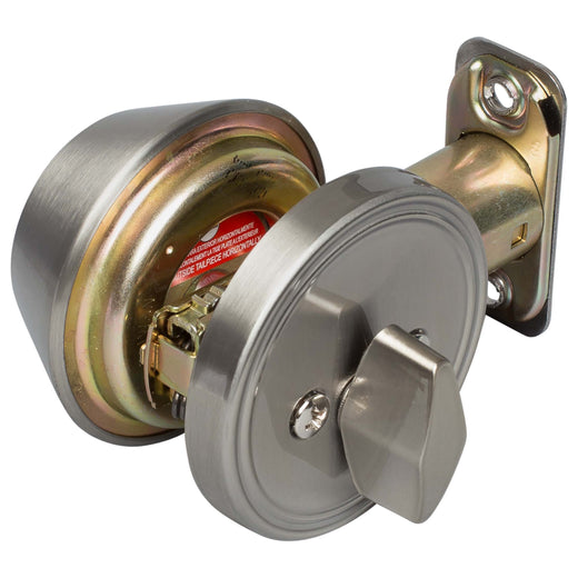 Image Of Keyed Single Cylinder Deadbolt - Satin Nickel Finish - Harney Hardware