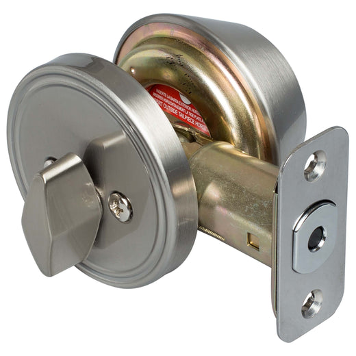 Image Of Keyed Single Cylinder Deadbolt - Satin Nickel Finish - Harney Hardware