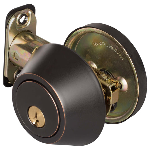 Image Of Keyed Single Cylinder Deadbolt - Venetian Bronze Finish - Harney Hardware