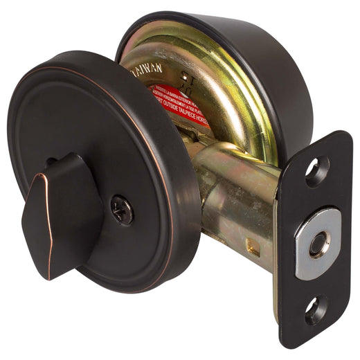 Image Of Keyed Single Cylinder Deadbolt - Venetian Bronze Finish - Harney Hardware