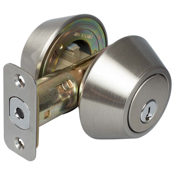 Image Of Keyed Double Cylinder Deadbolt - Satin Nickel Finish - Harney Hardware
