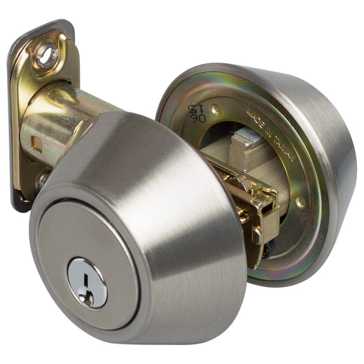 Image Of Keyed Double Cylinder Deadbolt - Satin Nickel Finish - Harney Hardware