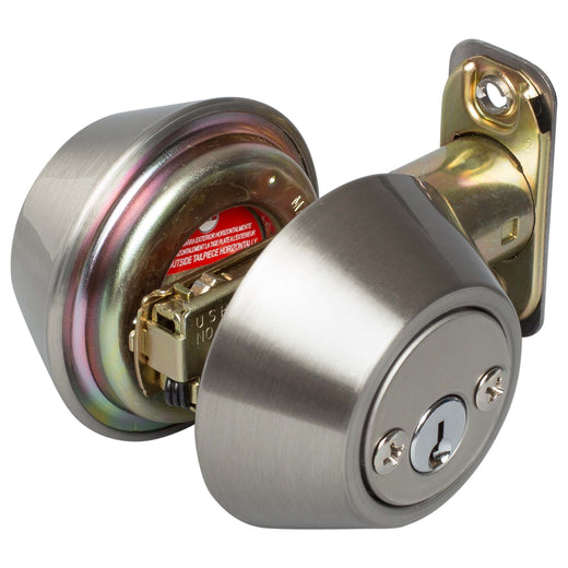 Image Of Keyed Double Cylinder Deadbolt - Satin Nickel Finish - Harney Hardware
