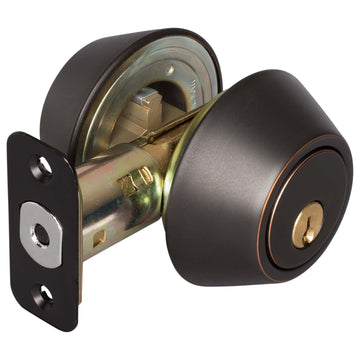 Image Of Keyed Double Cylinder Deadbolt - Venetian Bronze Finish - Harney Hardware