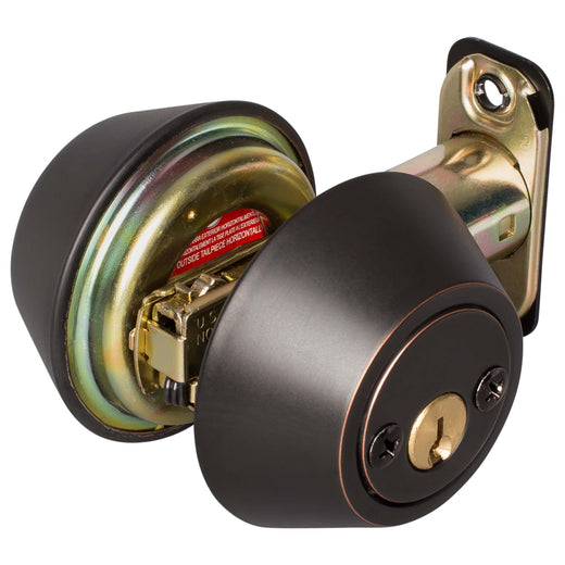 Image Of Keyed Double Cylinder Deadbolt - Venetian Bronze Finish - Harney Hardware