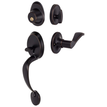 Image Of Front Door Handleset With Interior Right Handed Lever Dakota Collection - Venetian Bronze Finish - Harney Hardware