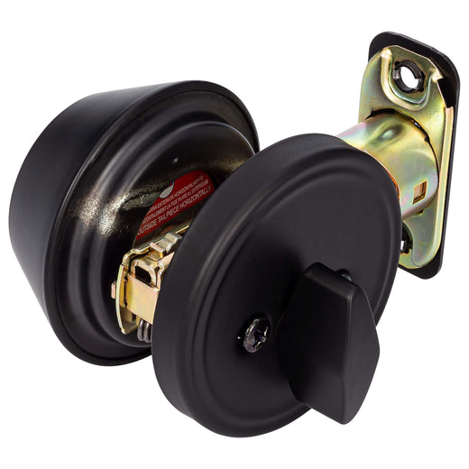 Image Of Keyed Single Cylinder Deadbolt - Matte Black Finish - Harney Hardware