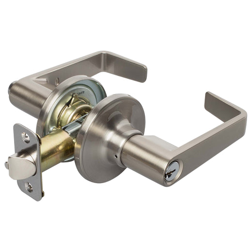 Image Of Door Lever Set Keyed / Entry Function Largo Collection - Satin Nickel Finish - Harney Hardware