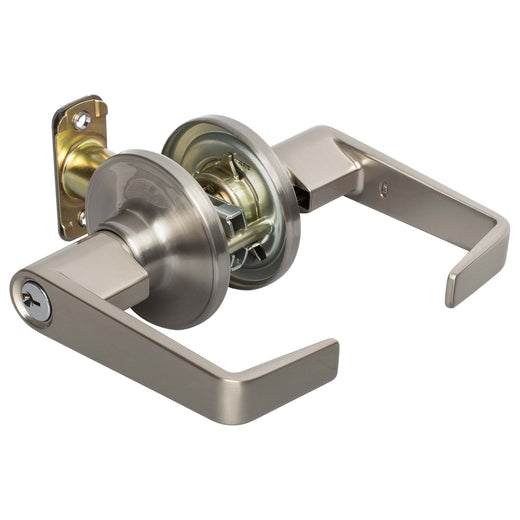 Image Of Door Lever Set Keyed / Entry Function Largo Collection - Satin Nickel Finish - Harney Hardware