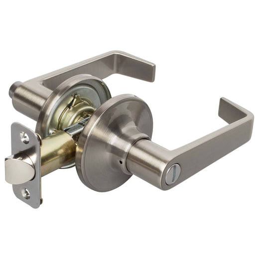 Image Of Door Lever Set Bed / Bath / Privacy Function Largo Collection - Satin Nickel Finish - Harney Hardware