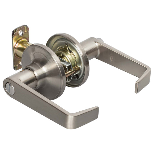 Image Of Door Lever Set Bed / Bath / Privacy Function Largo Collection - Satin Nickel Finish - Harney Hardware