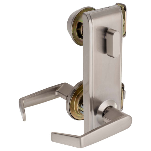 Image Of Interconnected Door Lock Reversible Passage Lever -  UL Fire Rated -  ANSI 2 -  Largo Collection - Satin Nickel Finish - Harney Hardware