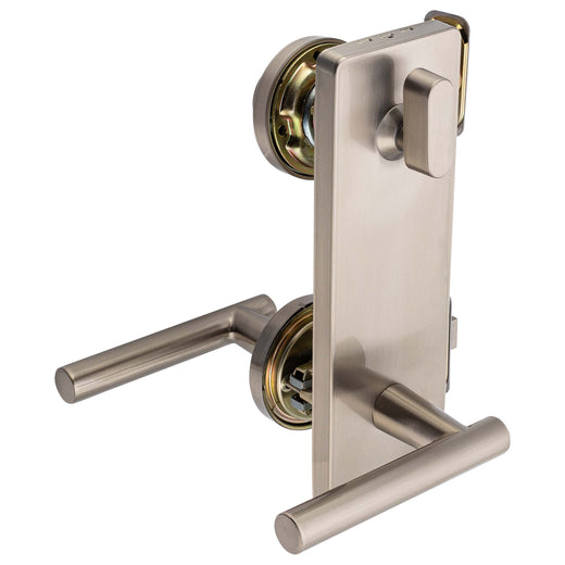 Image Of Interconnected Door Lock Reversible Passage Lever -  UL Fire Rated -  ANSI 2 -  Contemporary Style Riley Collection - Satin Nickel Finish - Harney Hardware