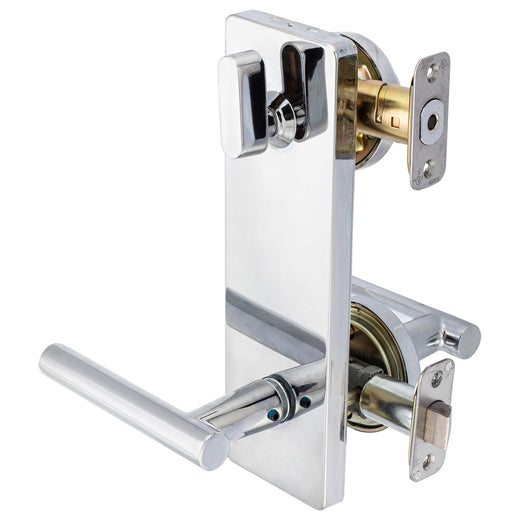 Image Of Interconnected Door Lock Reversible Passage Lever -  UL Fire Rated -  ANSI 2 -  Contemporary Style Riley Collection - Chrome Finish - Harney Hardware