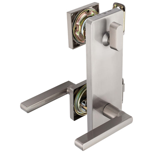 Image Of Interconnected Door Lock Reversible Passage Lever -  UL Fire Rated -  ANSI 2 -  Contemporary Style Harper Collection - Satin Nickel Finish - Harney Hardware