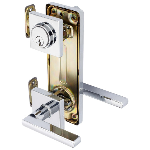 Image Of Interconnected Door Lock Reversible Passage Lever -  UL Fire Rated -  ANSI 2 -  Contemporary Style Harper Collection - Chrome Finish - Harney Hardware