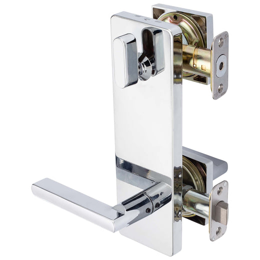 Image Of Interconnected Door Lock Reversible Passage Lever -  UL Fire Rated -  ANSI 2 -  Contemporary Style Harper Collection - Chrome Finish - Harney Hardware