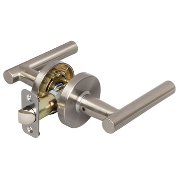 Image Of Door Lever Set Closet / Hall / Passage Function Contemporary Style Riley Collection - Satin Nickel Finish - Harney Hardware
