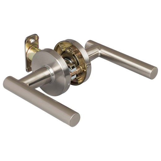 Image Of Door Lever Set Closet / Hall / Passage Function Contemporary Style Riley Collection - Satin Nickel Finish - Harney Hardware