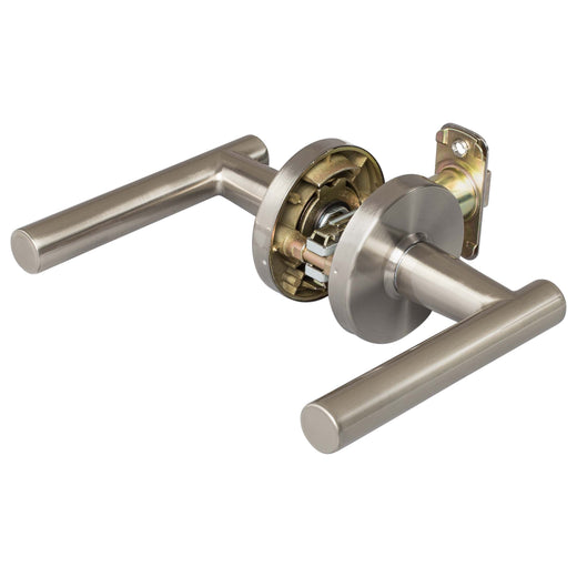 Image Of Door Lever Set Closet / Hall / Passage Function Contemporary Style Riley Collection - Satin Nickel Finish - Harney Hardware