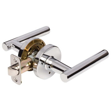 Image Of Door Lever Set Bed / Bath / Privacy Function Contemporary Style Riley Collection - Chrome Finish - Harney Hardware