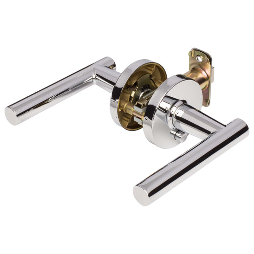 Image Of Door Lever Set Bed / Bath / Privacy Function Contemporary Style Riley Collection - Chrome Finish - Harney Hardware
