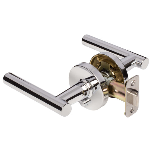 Image Of Door Lever Set Bed / Bath / Privacy Function Contemporary Style Riley Collection - Chrome Finish - Harney Hardware