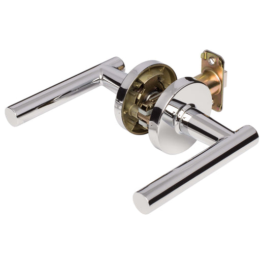 Image Of Door Lever Set Closet / Hall / Passage Function Contemporary Style Riley Collection - Chrome Finish - Harney Hardware