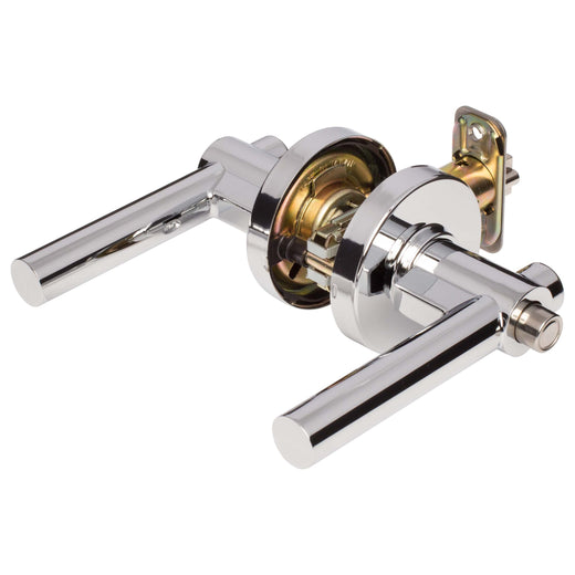 Image Of Door Lever Set Keyed / Entry Function Contemporary Style Riley Collection - Chrome Finish - Harney Hardware