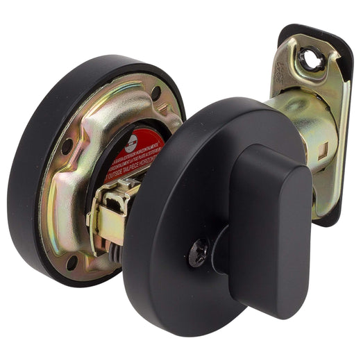 Image Of Keyed Single Cylinder Contemporary Deadbolt -  Round Escutcheon - Matte Black Finish - Harney Hardware