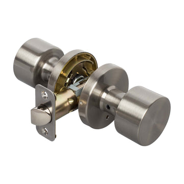 Image Of Door Knob Set Bed / Bath / Privacy Function Contemporary Style Brooklyn Collection - Satin Nickel Finish - Harney Hardware
