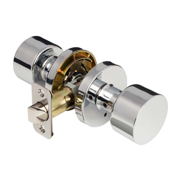 Image Of Door Knob Set Bed / Bath / Privacy Function Contemporary Style Brooklyn Collection - Chrome Finish - Harney Hardware