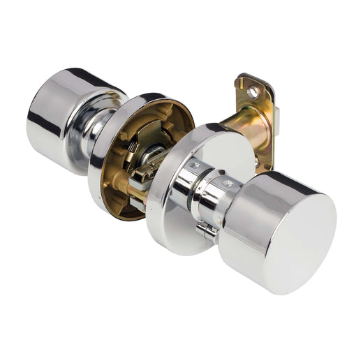 Image Of Door Knob Set Bed / Bath / Privacy Function Contemporary Style Brooklyn Collection - Chrome Finish - Harney Hardware