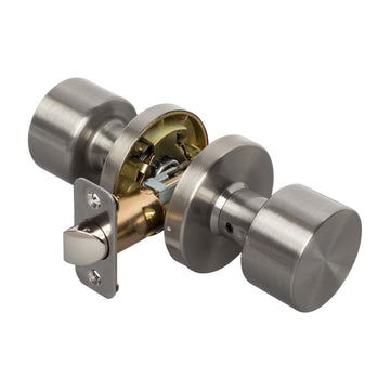 Image Of Door Knob Set Closet / Hall / Passage Function Contemporary Style Brooklyn Collection - Satin Nickel Finish - Harney Hardware