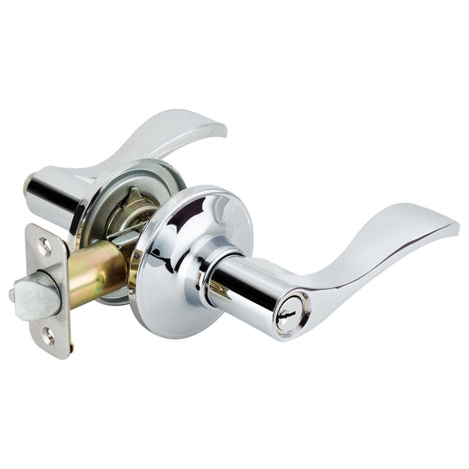 Image Of Door Lever Set Keyed / Entry Function Dakota Collection - Chrome Finish - Harney Hardware