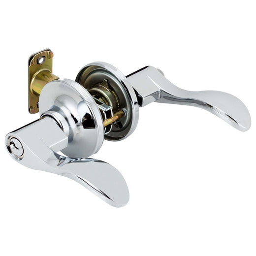 Image Of Door Lever Set Keyed / Entry Function Dakota Collection - Chrome Finish - Harney Hardware
