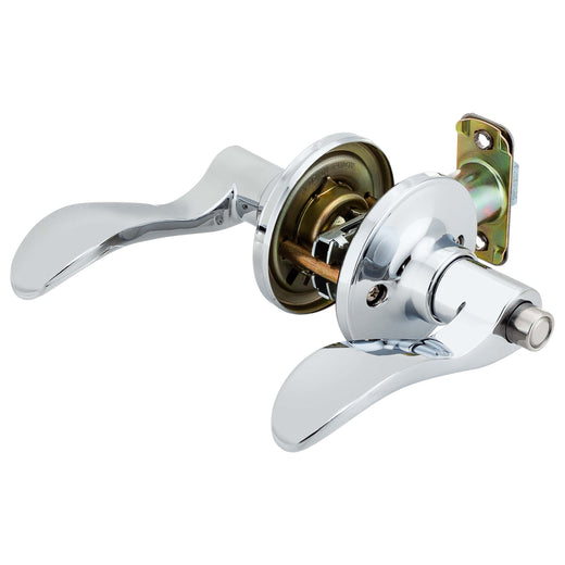 Image Of Door Lever Set Bed / Bath / Privacy Function Dakota Collection - Chrome Finish - Harney Hardware