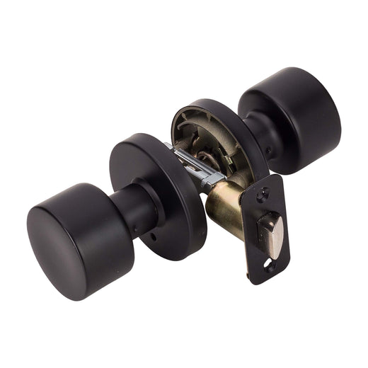 Image Of Door Knob Set Bed / Bath / Privacy Function Contemporary Style Brooklyn Collection - Matte Black Finish - Harney Hardware