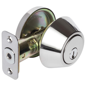 Image Of Keyed Single Cylinder Deadbolt - Chrome Finish - Harney Hardware