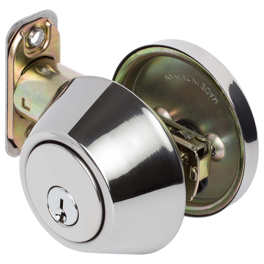 Image Of Keyed Single Cylinder Deadbolt - Chrome Finish - Harney Hardware